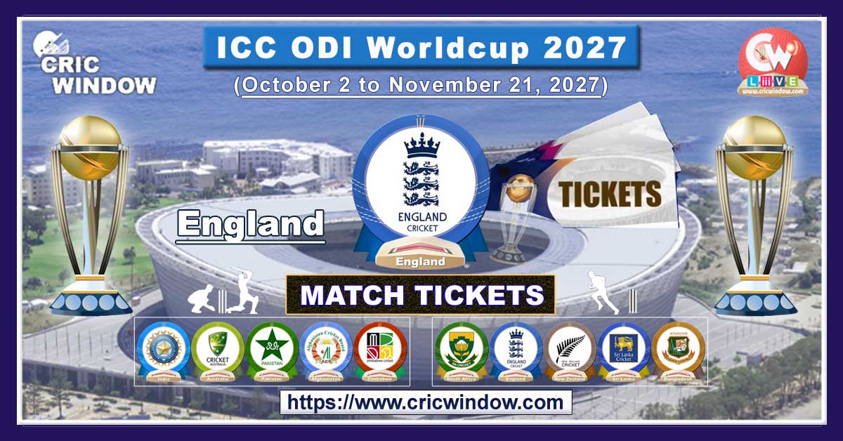 icc odi worldcup england match tickets booking 2027