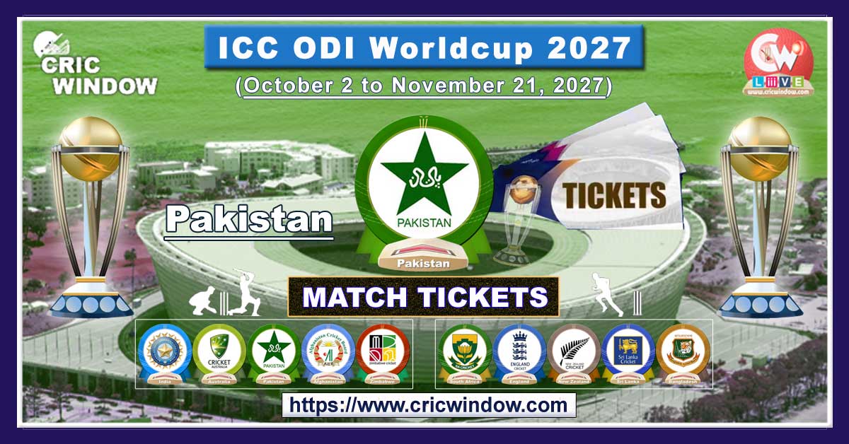 pakistan icc odi worldcup match tickets booking 2027