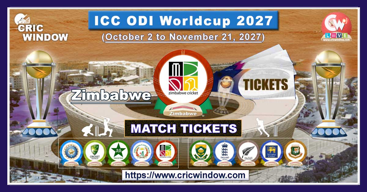 Zimbabwe icc odi worldcup match tickets booking 2027