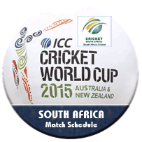 ICC World Cup South Africa Schedule 2015